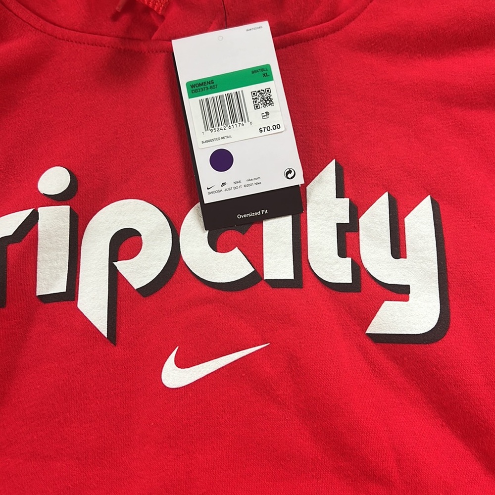 Rip City Portland Trailblazers Nike Oversized Fit Crop Sweatshirt NWT - Picture 3 of 4